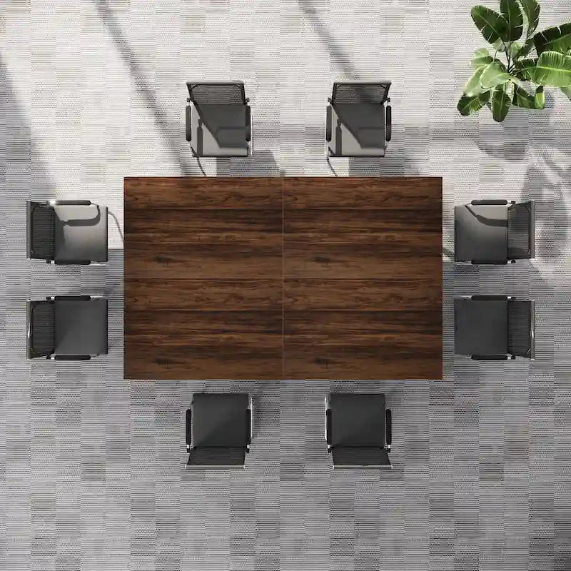 Table de conférence rectangulaire avec pieds en métal et plateau en bois composite