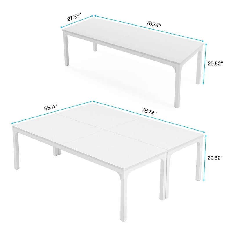 Table de conférence rectangulaire avec pieds en métal et plateau en bois composite