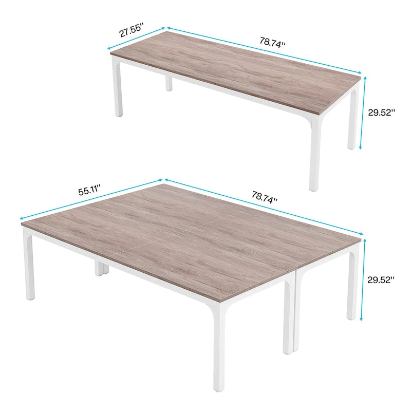 Table de conférence rectangulaire avec pieds en métal et plateau en bois composite