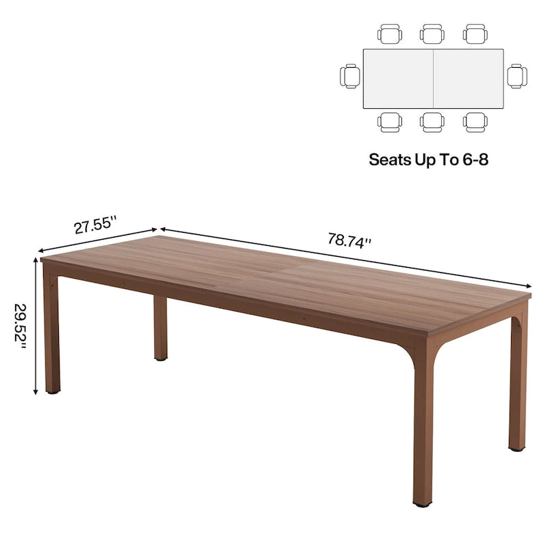 Table de conférence rectangulaire avec pieds en métal et plateau en bois composite