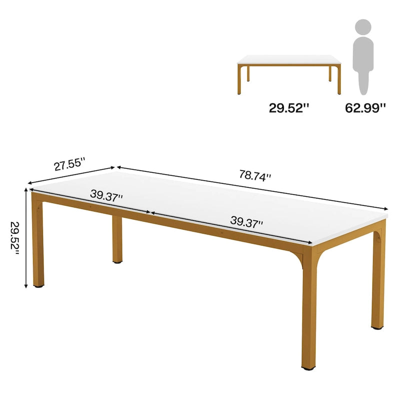 Table de conférence rectangulaire avec pieds en métal et plateau en bois composite