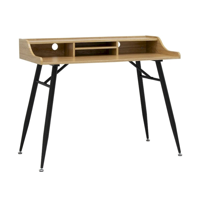 Secrétaire moderne avec huche de rangement basse et pieds coniques en métal