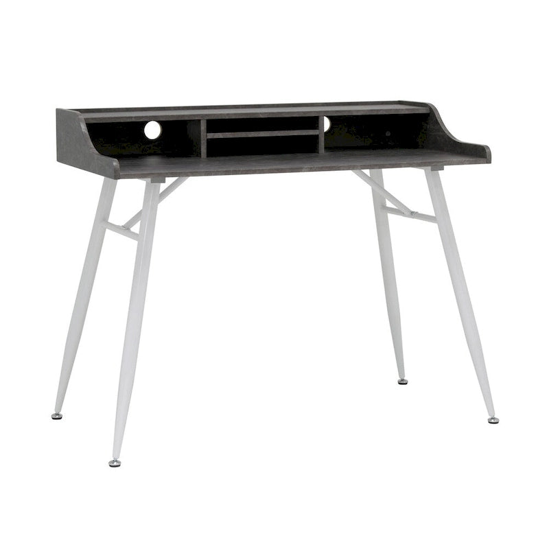 Secrétaire moderne avec huche de rangement basse et pieds coniques en métal