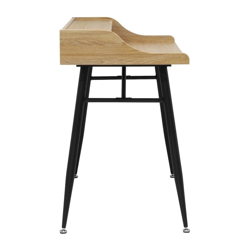 Secrétaire moderne avec huche de rangement basse et pieds coniques en métal