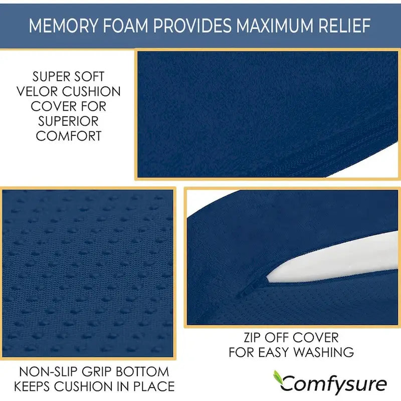 Coussin cale-siège auto en mousse à mémoire de forme ferme pour soulager la douleur