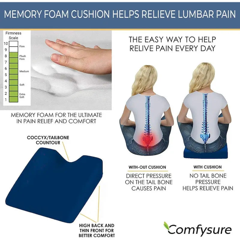 Coussin cale-siège auto en mousse à mémoire de forme ferme pour soulager la douleur