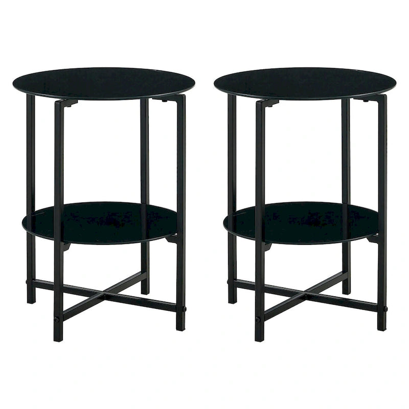 Table d'appoint ronde en verre trempé pour Chambre Salon Bureau