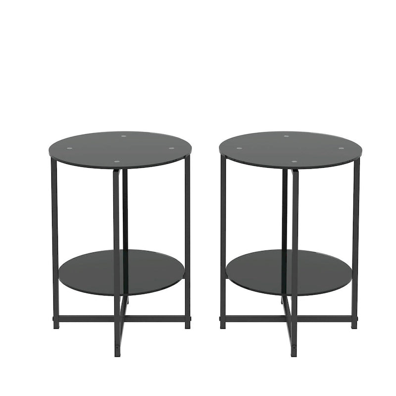 Table d'appoint ronde en verre trempé pour Chambre Salon Bureau