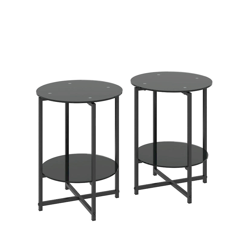 Table d'appoint ronde en verre trempé pour Chambre Salon Bureau