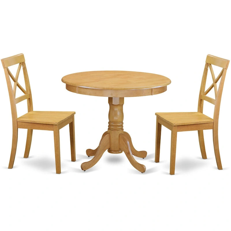 Table à manger ronde sur pied en chêne massif