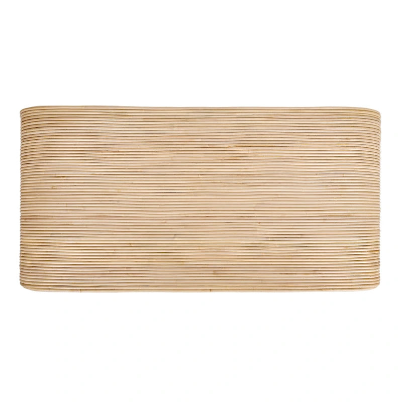 Table basse en rotin avec étagère ouverte, style bohème naturel