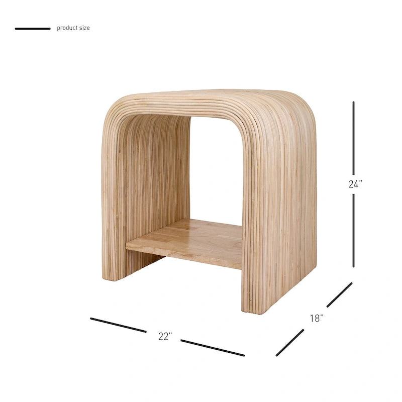Table basse en rotin avec étagère ouverte, style bohème naturel