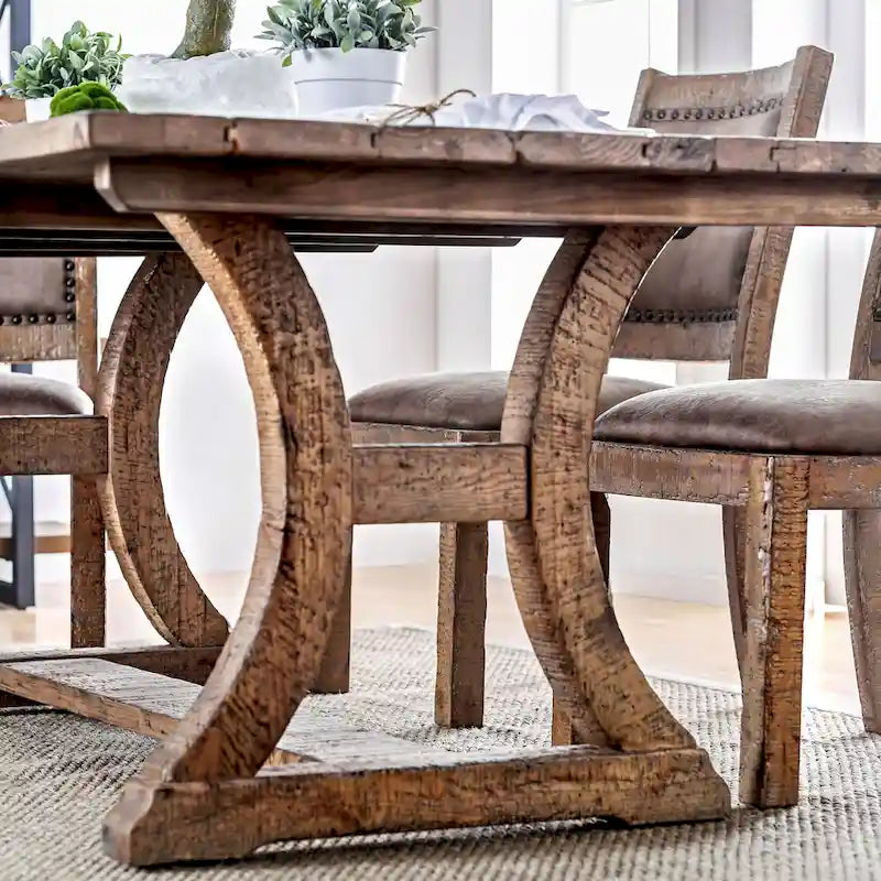 Table à manger de ferme rustique en pin avec plateau à lattes