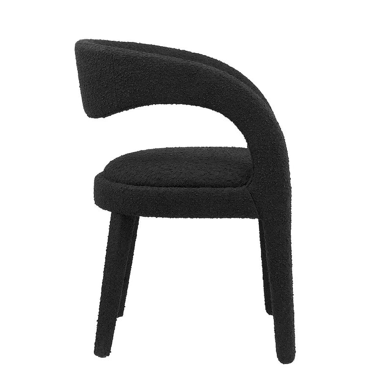 Chaise de salle à manger en tissu bouclette à dossier incurvé avec design ouvert