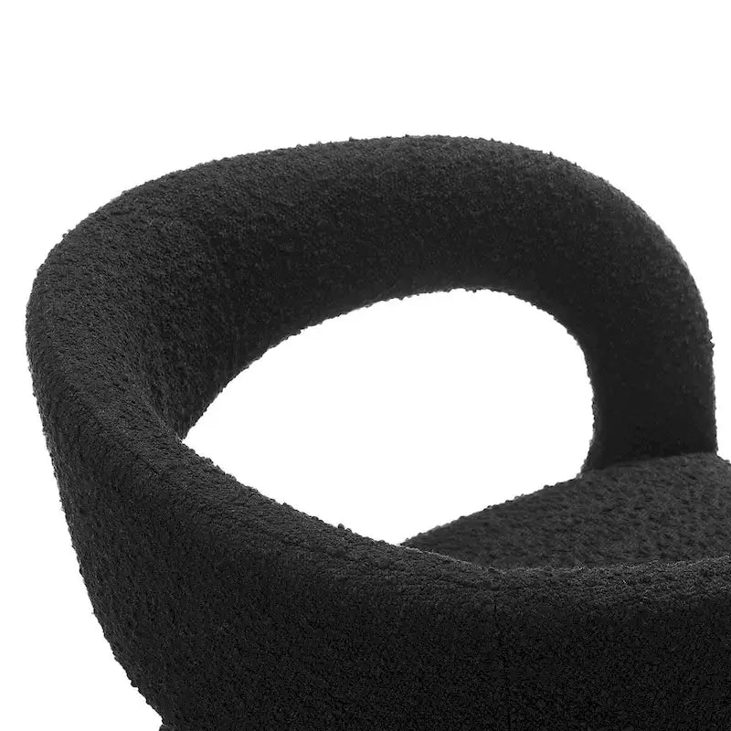 Chaise de salle à manger en tissu bouclette à dossier incurvé avec design ouvert