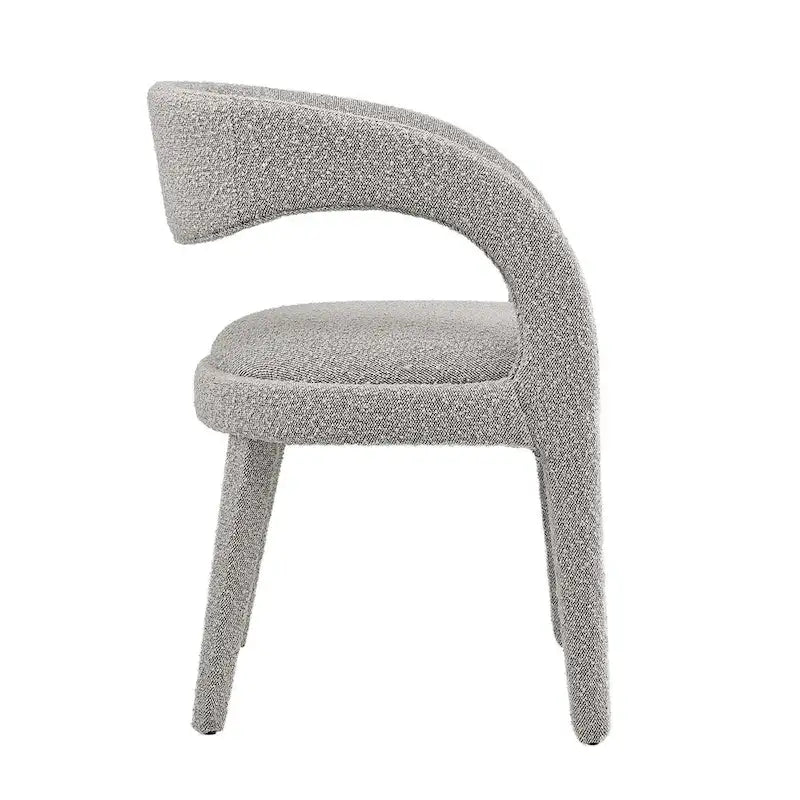 Chaise de salle à manger en tissu bouclette à dossier incurvé avec design ouvert