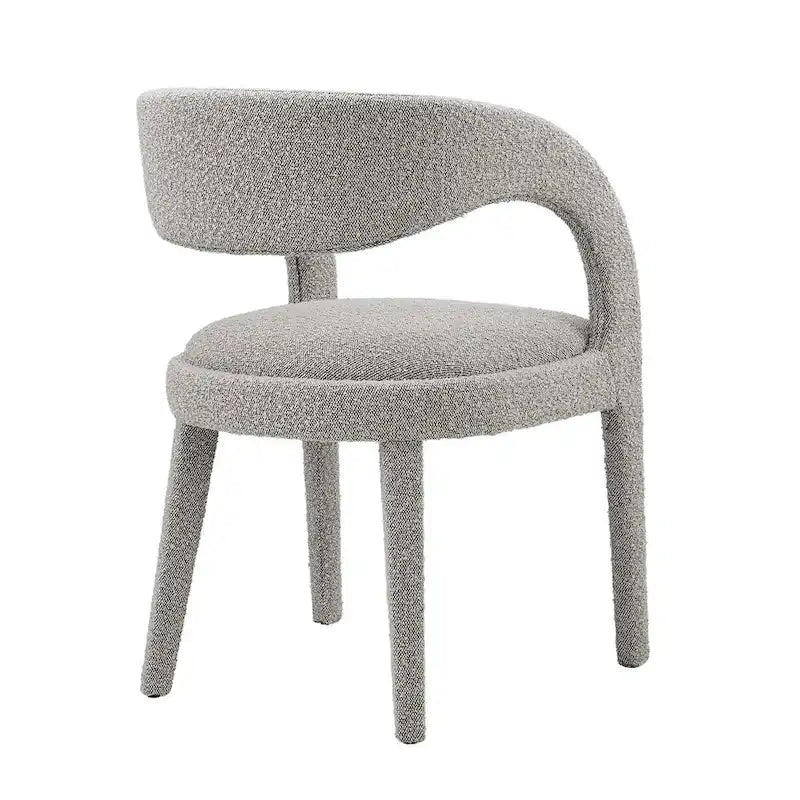 Chaise de salle à manger en tissu bouclette à dossier incurvé avec design ouvert