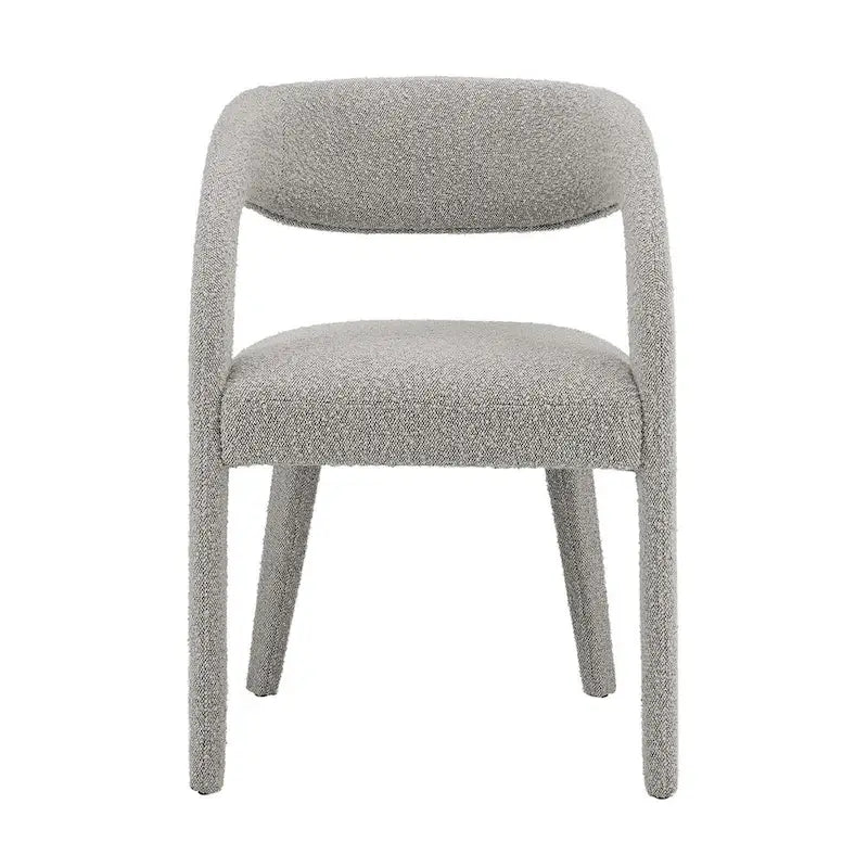 Chaise de salle à manger en tissu bouclette à dossier incurvé avec design ouvert
