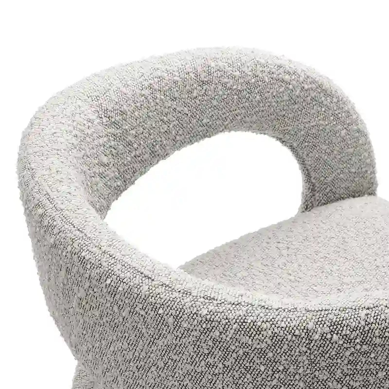 Chaise de salle à manger en tissu bouclette à dossier incurvé avec design ouvert