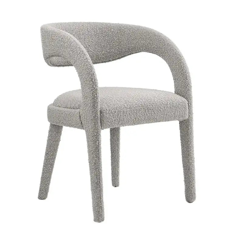 Chaise de salle à manger en tissu bouclette à dossier incurvé avec design ouvert