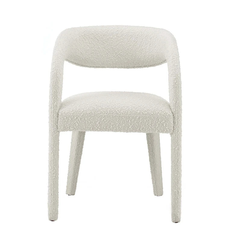 Chaise de salle à manger en tissu bouclette à dossier incurvé avec design ouvert