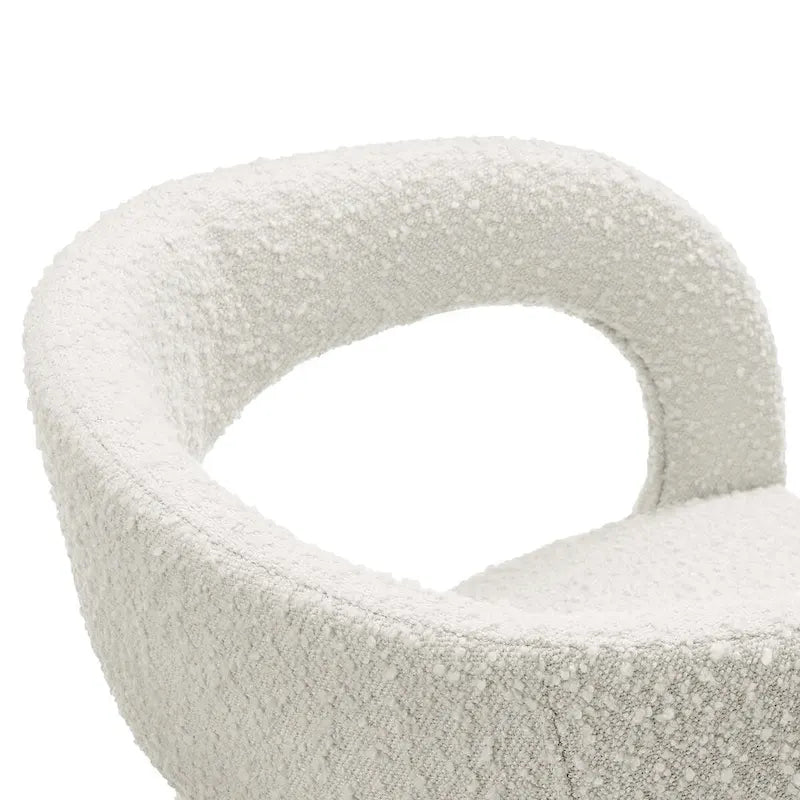 Chaise de salle à manger en tissu bouclette à dossier incurvé avec design ouvert