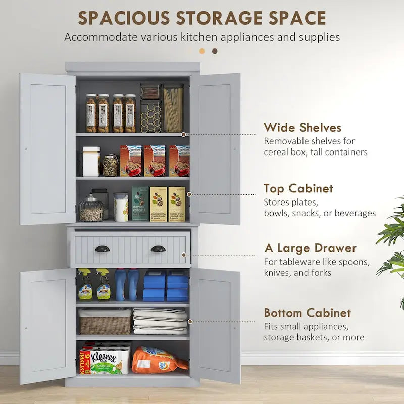 Meuble de rangement de cuisine de 72 po avec 4 portes