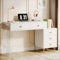 Bureau d'ordinateur moderne à 5 tiroirs avec pieds en acrylique et rangement