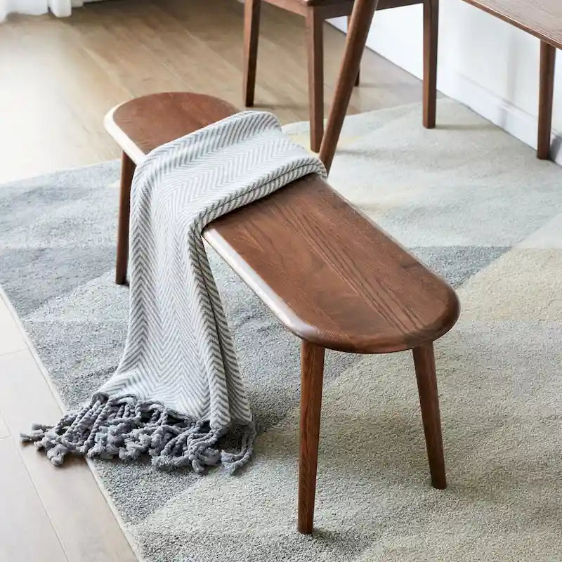 Banc de salle à manger en bois de chêne massif au design semi-circulaire