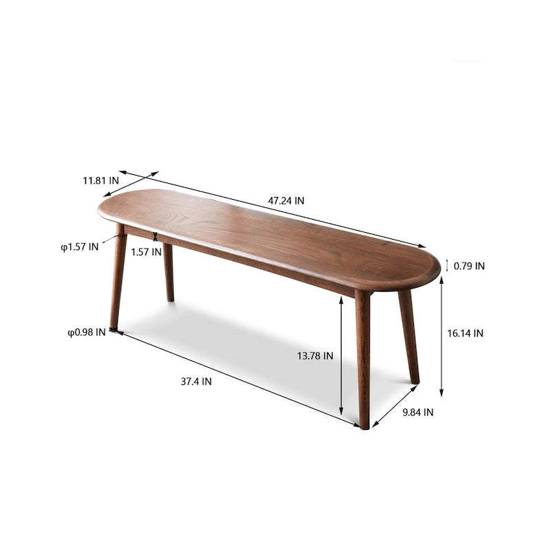 Banc de salle à manger en bois de chêne massif au design semi-circulaire