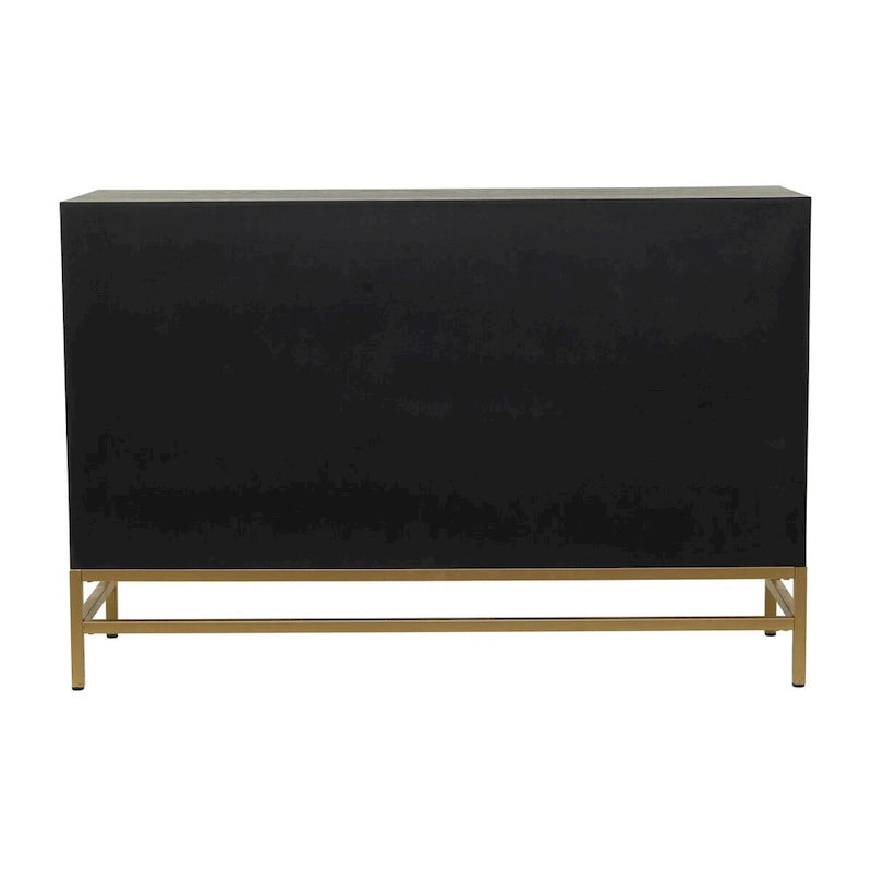 Meuble bas en bois avec façade miroir - Or ou Noir