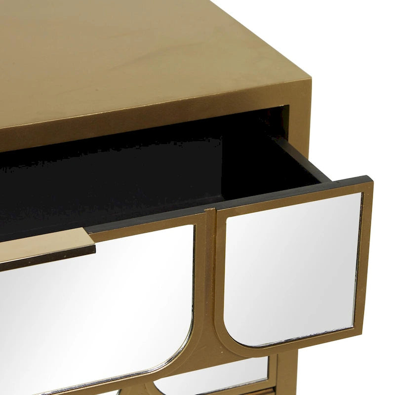 Meuble bas en bois avec façade miroir - Or ou Noir