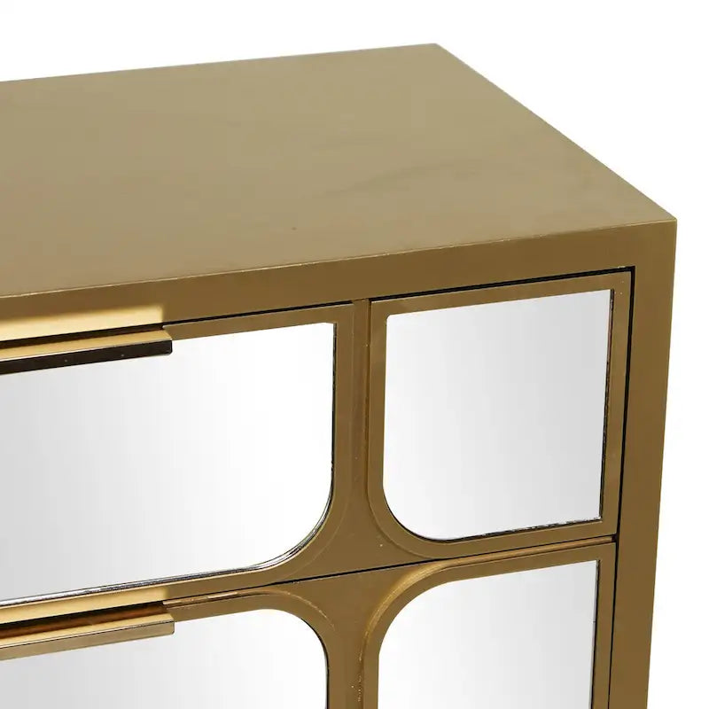 Meuble bas en bois avec façade miroir - Or ou Noir