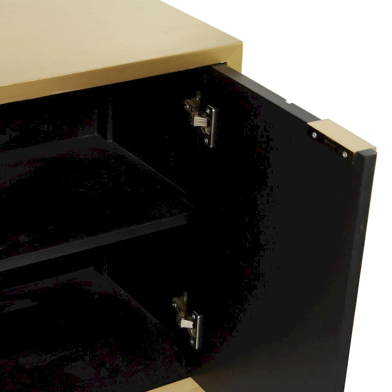 Meuble bas en bois avec façade miroir - Or ou Noir